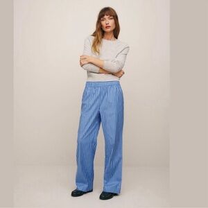Reformation Juno Pull On Pant in Tribune Blue White Stripe Size Small